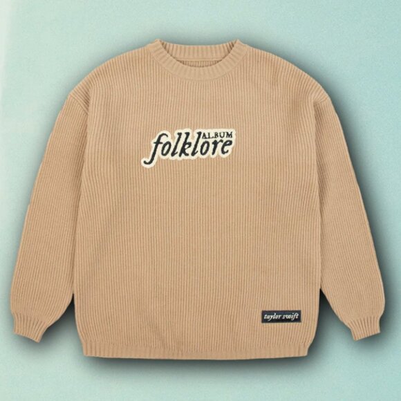 Taylor Swift Sweaters - Taylor Swift Folklore Album Chenille Patch Crewneck Sweater